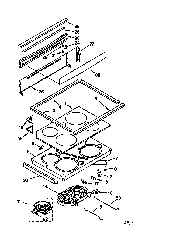 KitchenAid KERC607EWH2 cooktop diagram