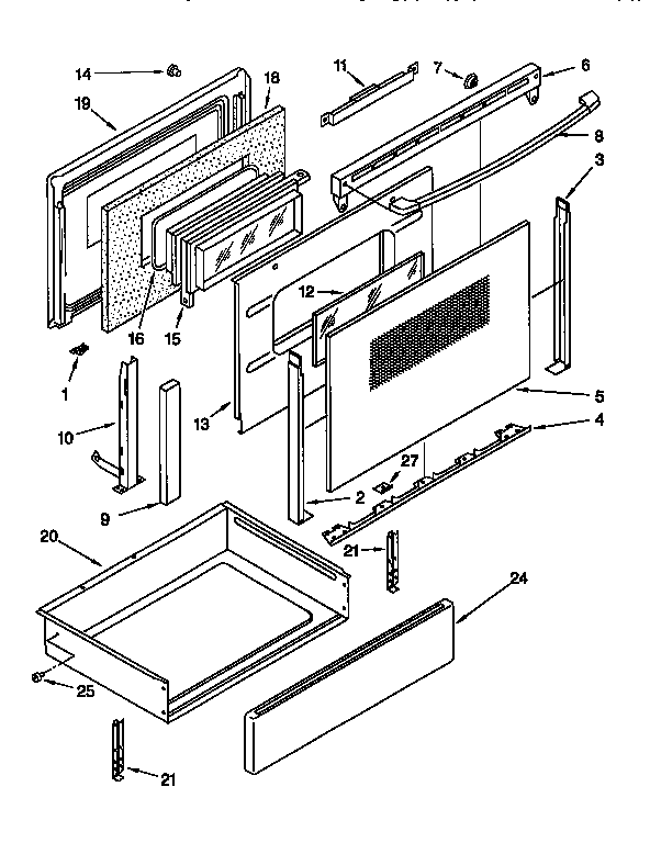 KitchenAid KERC607EWH2 door and drawer diagram