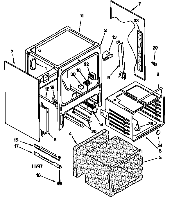 KitchenAid KERC607EWH2 oven chassis diagram