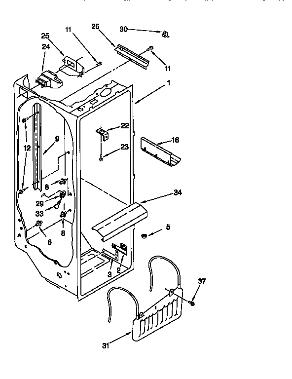 KitchenAid KSUP25QDAL05 refrigerator liner diagram