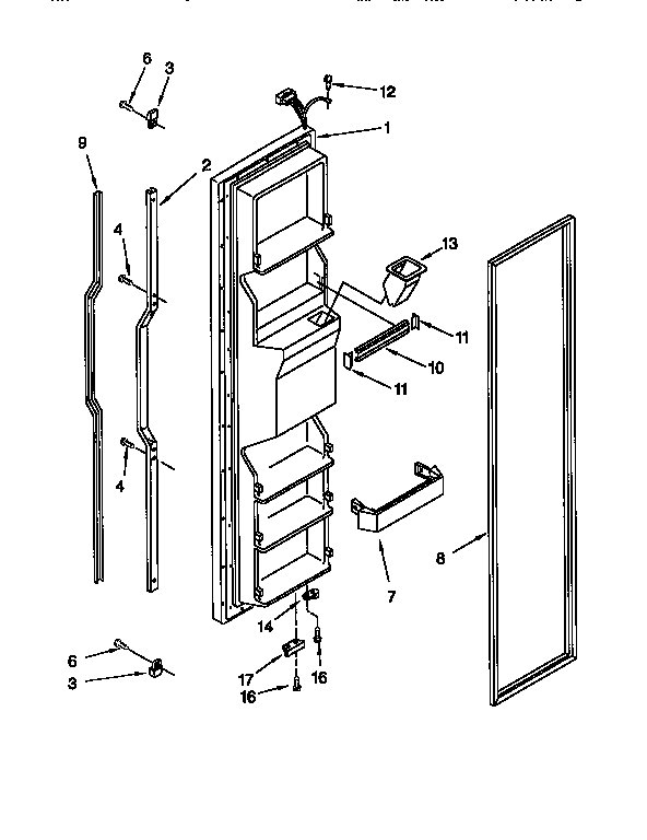 KitchenAid KSUP25QDAL05 freezer door diagram
