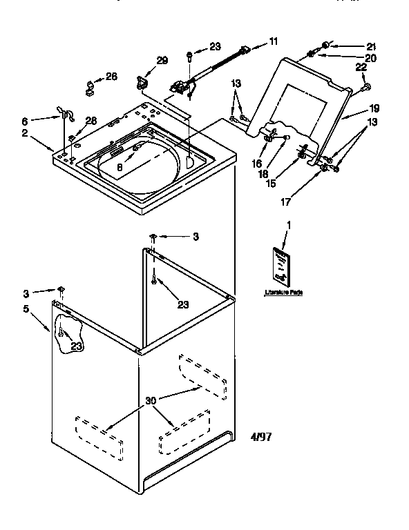 Kenmore 11027812692 top and cabinet diagram
