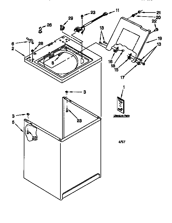 Kenmore 11026722692 top and cabinet diagram