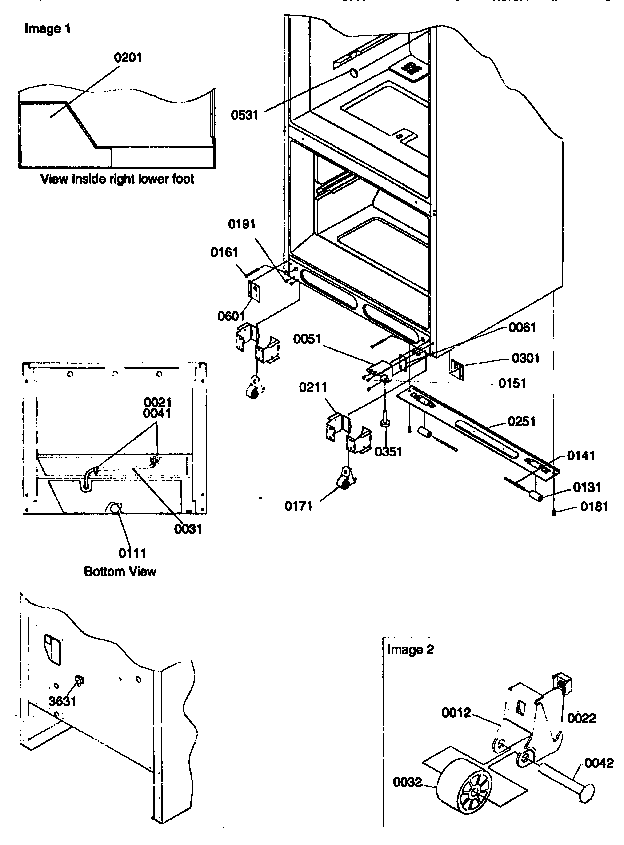 Amana 77277-P1311201WL insulation and roller assembly diagram
