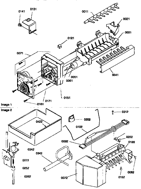 Amana 67275-P1311001WE ice maker assembly diagram