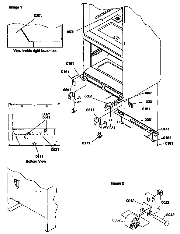 Amana 67272-P1311001WW insulation and roller assembly diagram