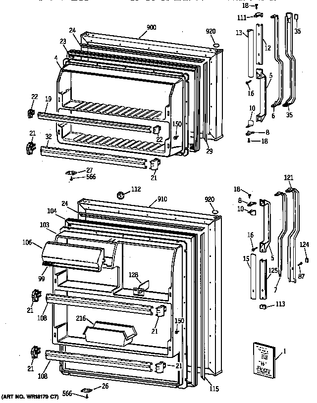 GE TBJ14JAXLRAD doors diagram