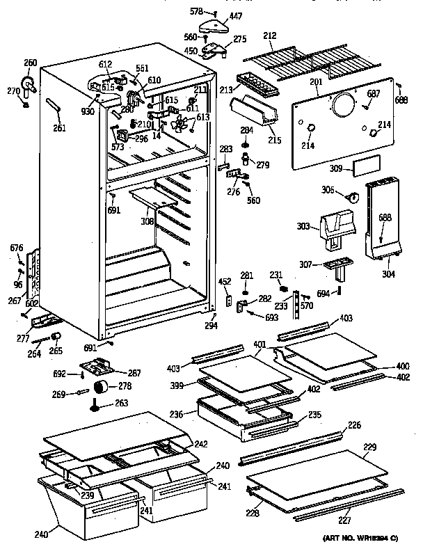 GE TBJ14JAXLRWH cabinet diagram