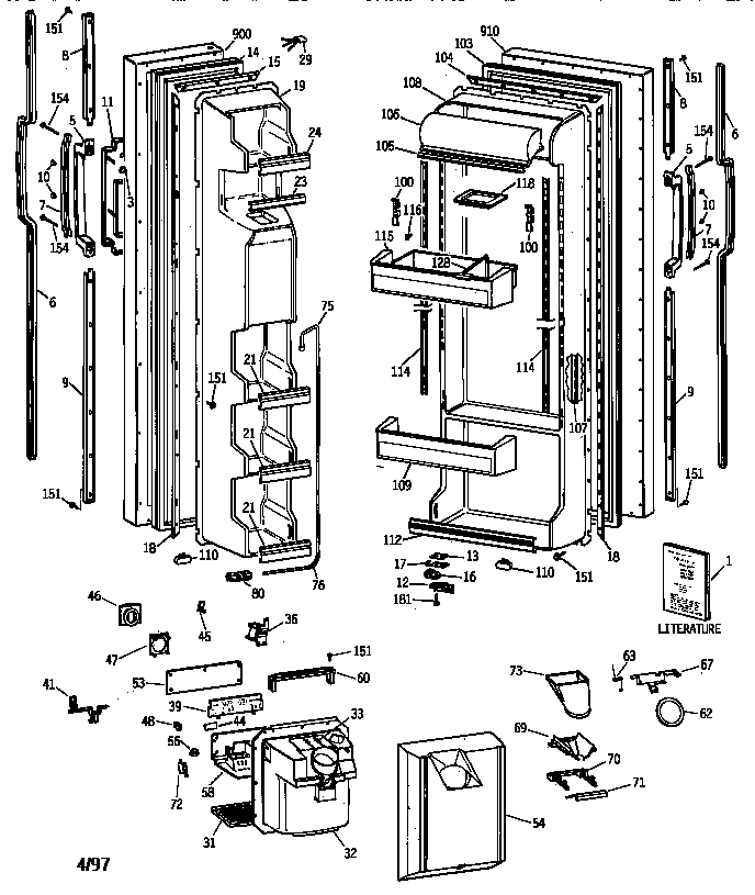 GE TFT22JWXDWW doors diagram