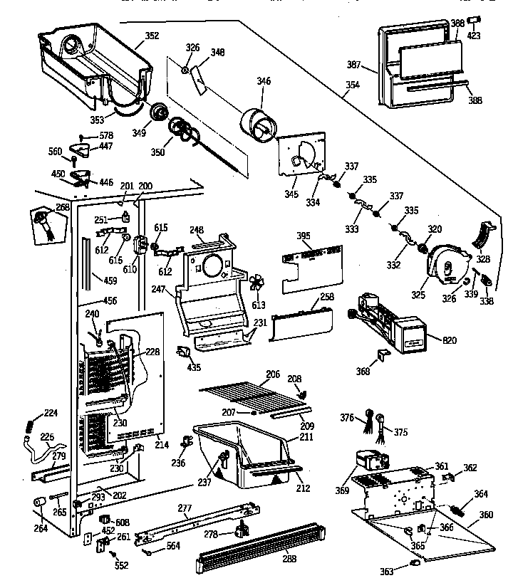 GE TFT22JWXDWW freezer section diagram
