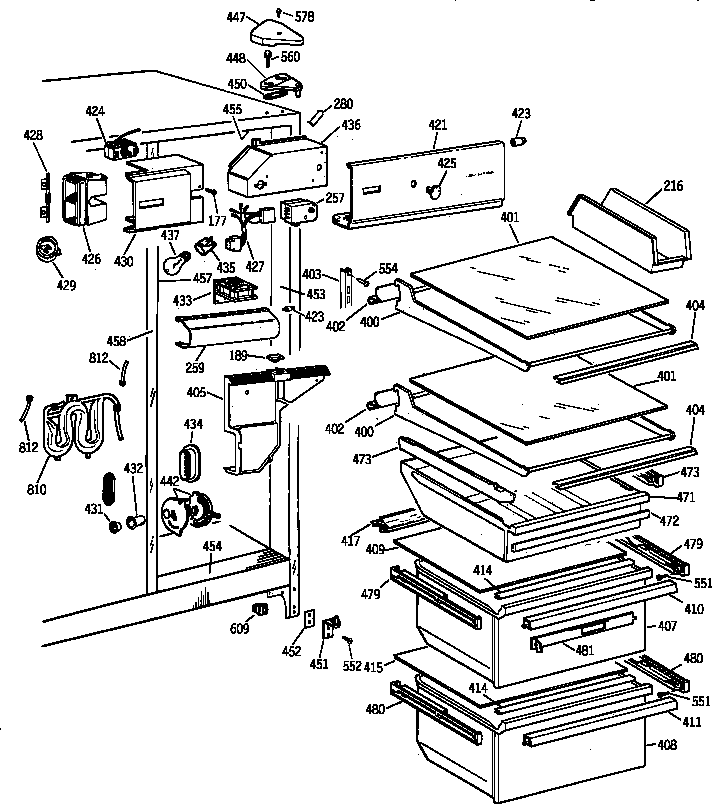 GE TFT22JWXDWW fresh food section diagram