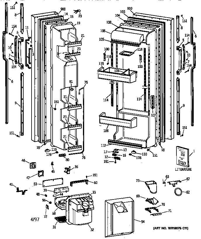 GE TFT25JWYDAA doors diagram