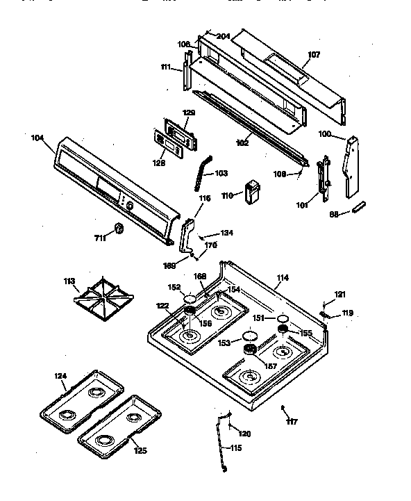 GE JGBP30BEW1AD cooktop diagram