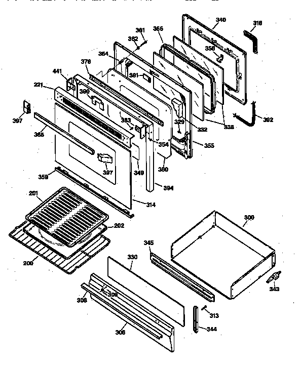 GE JGBP30BEW1AD door & drawer parts diagram
