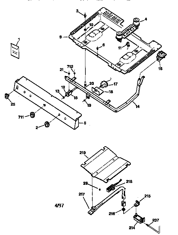 GE JGBS20WEW2WW gas & burner parts diagram