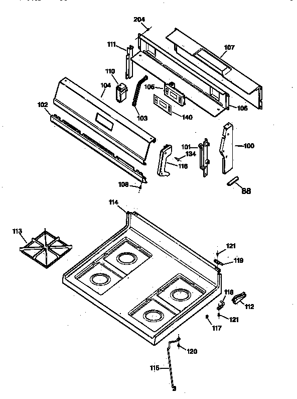 GE JGBS20WEW2WW cooktop diagram