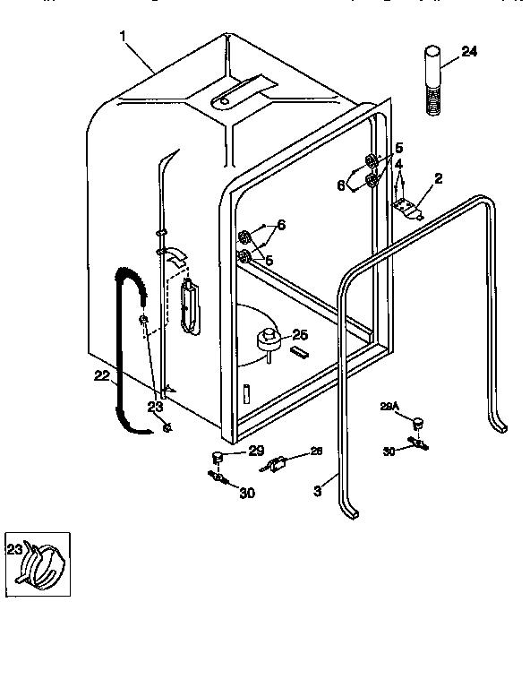 Frigidaire FDB837GFS0 tub diagram