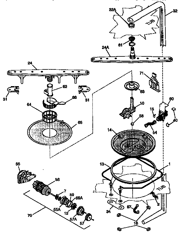 Frigidaire FDB837GFS0 motor and pump diagram