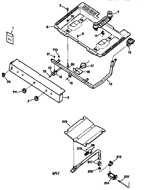 GE JGBC20WEW1WW burner & gas parts diagram