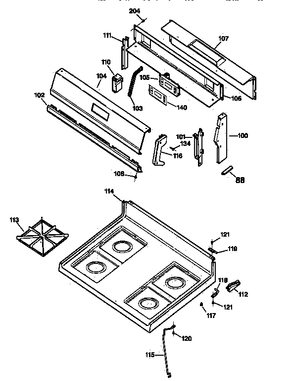 GE JGBC20WEW1WW cooktop diagram