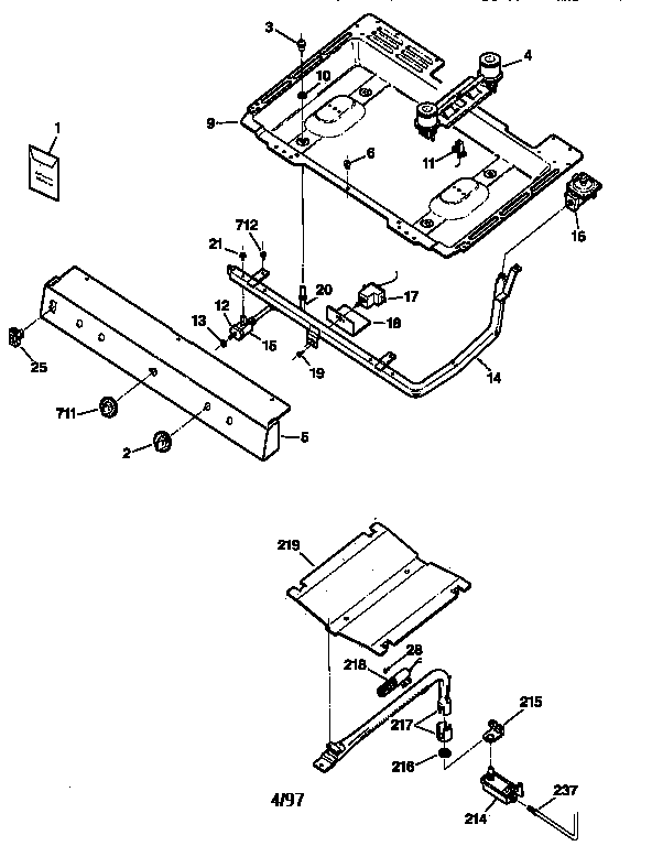 GE JGBS20BEW1AD burner & gas parts diagram