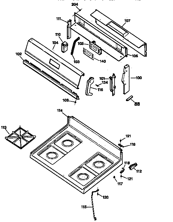 GE JGBS20BEW1AD cooktop diagram