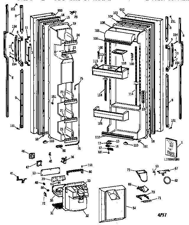 GE TFX22JWYDAA doors diagram
