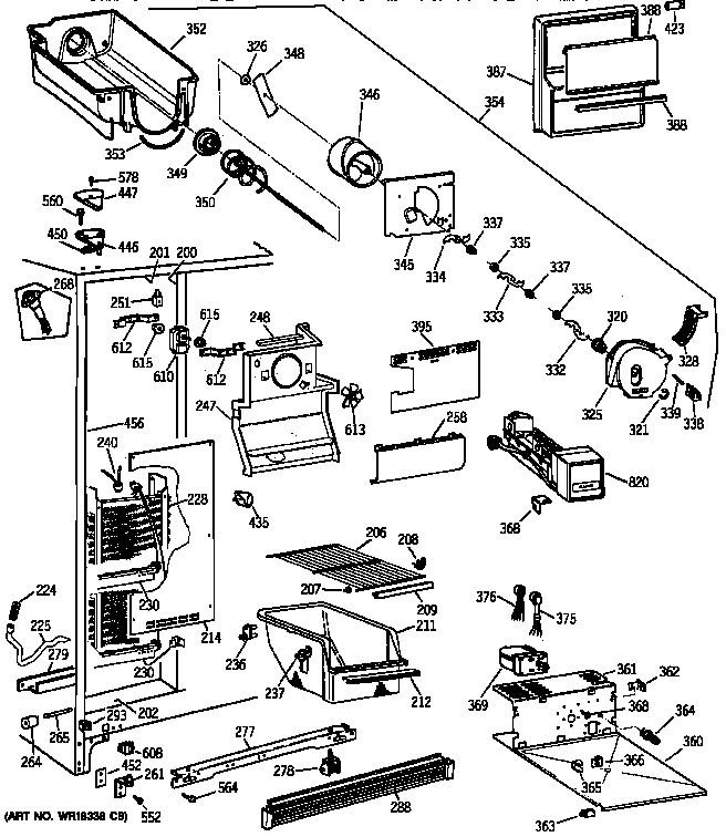 GE TFX22JWYDWW freezer section diagram