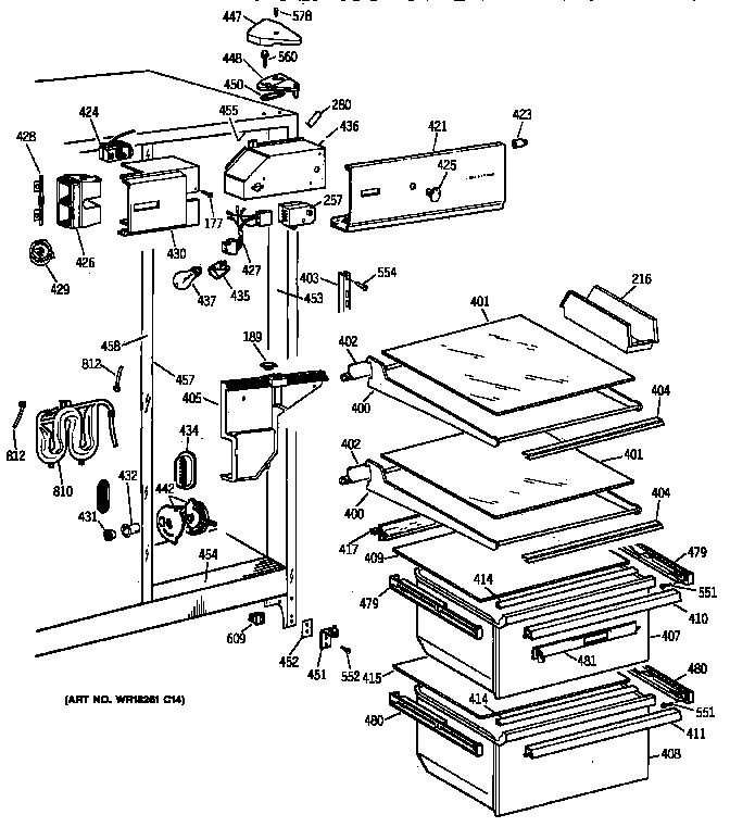 GE TFX22JWYDWW fresh food section diagram