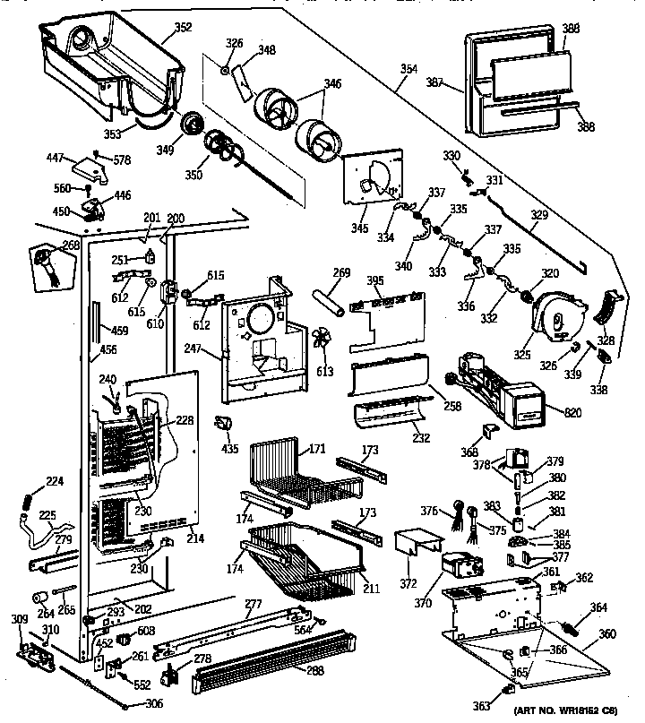 GE TPG21KRYAWS freezer section diagram