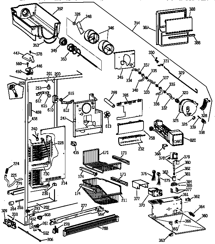 GE TPG21KRYAWW freezer section diagram