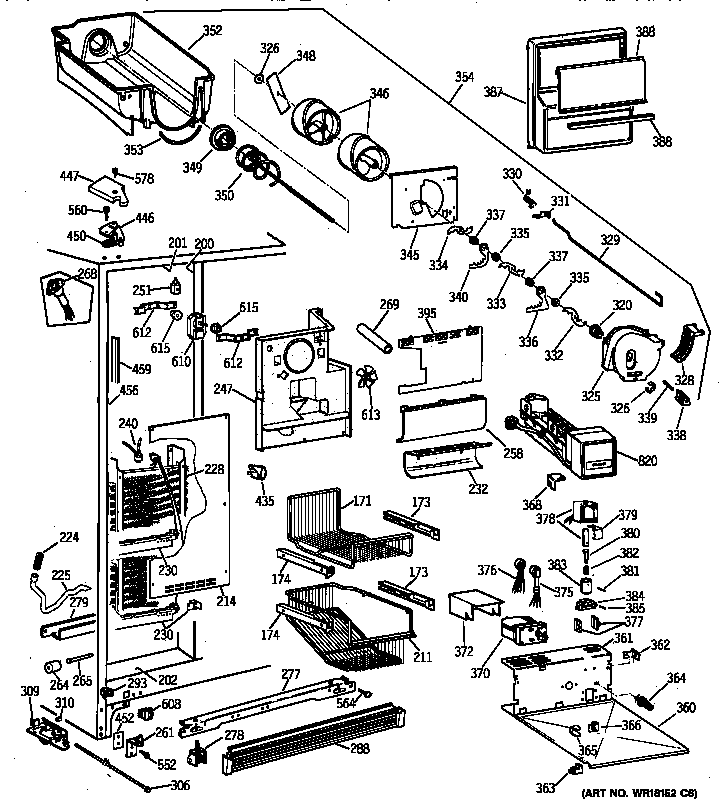 GE TPG21JRYAWW freezer section diagram