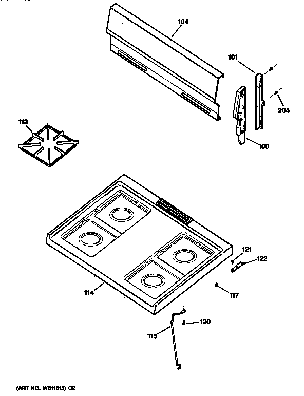 GE JGBS04PPW1AD cooktop diagram
