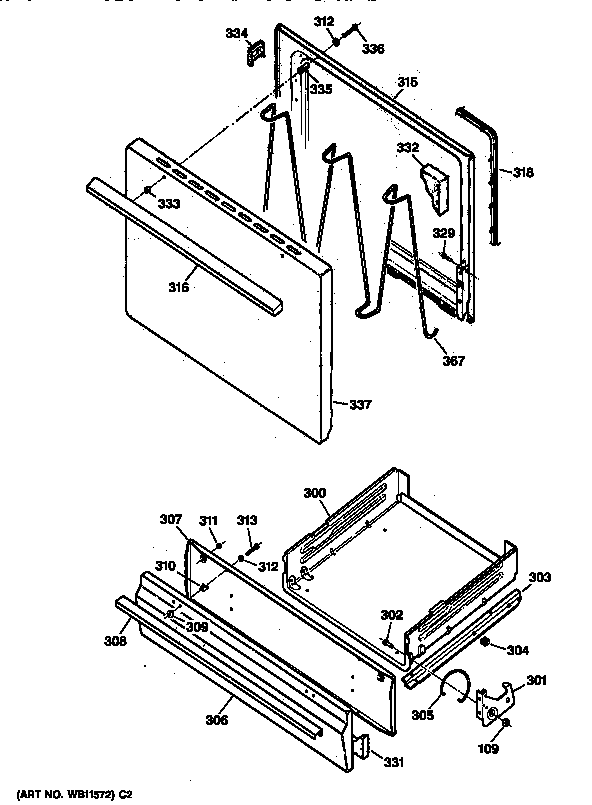 GE JGBS04PPW1AD door & drawer parts diagram