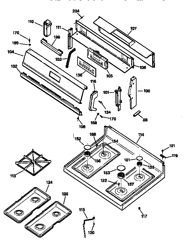 GE JGBP34WEW1WH cooktop diagram
