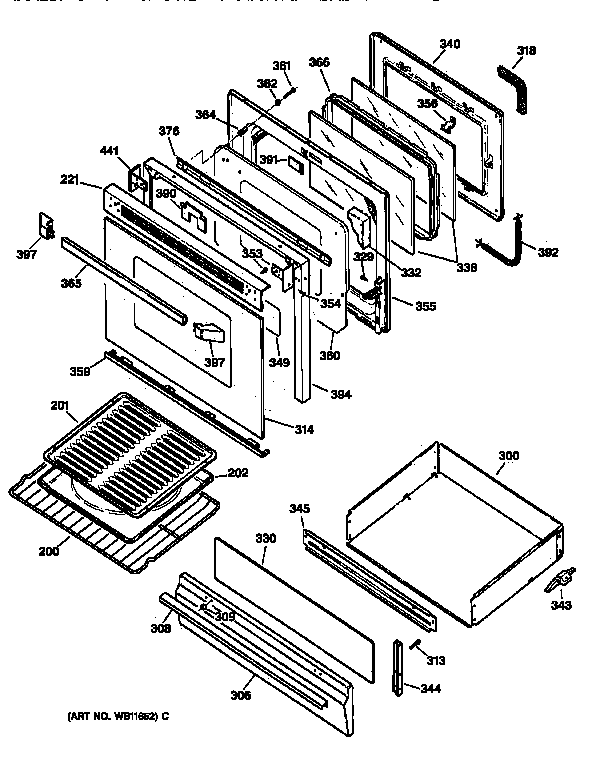 GE JGBP35BEW1BB door & drawer parts diagram