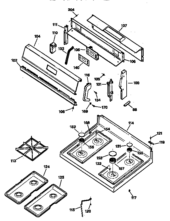 GE JGBS23GEV5AD cooktop diagram