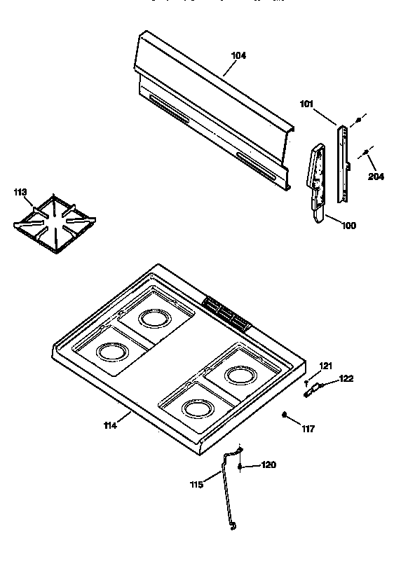 GE JGBS07PEW1WW cooktop diagram