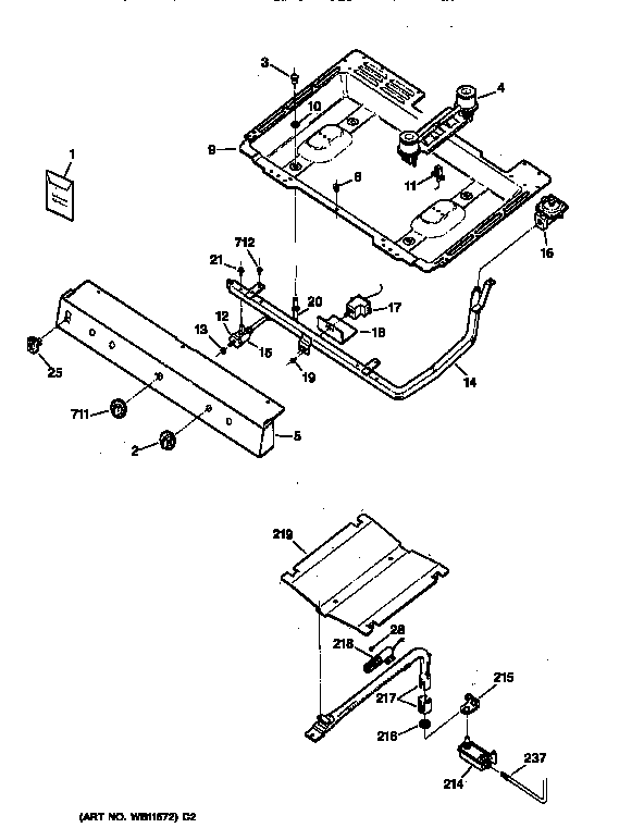 GE JGSS05BEW1BB burner & gas parts diagram