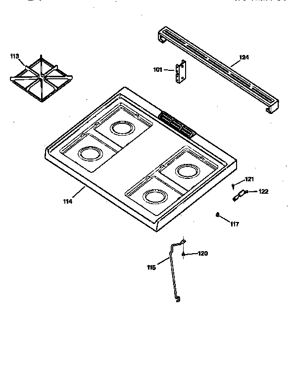 GE JGSS05BEW1BB cooktop diagram