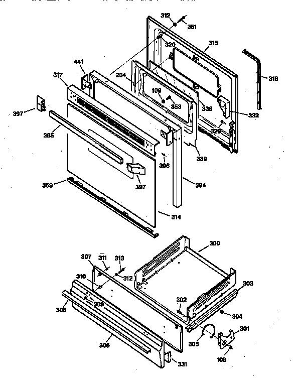 GE JGSS05BEW1BB door & drawer parts diagram