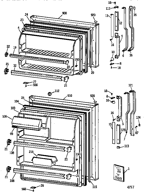 GE TBT14DAXPRWH doors diagram