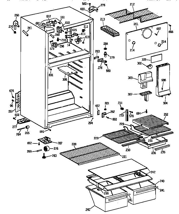GE TBT14DAXPRWH cabinet diagram