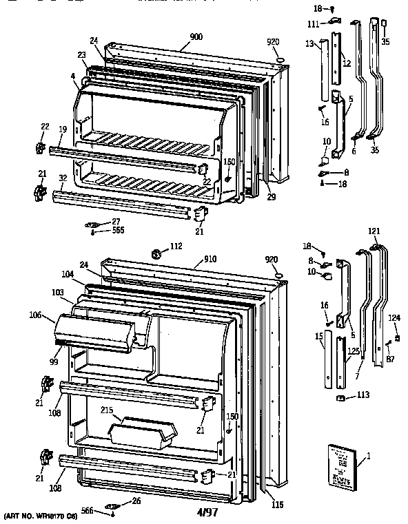 GE TBT16JAXPRAD doors diagram