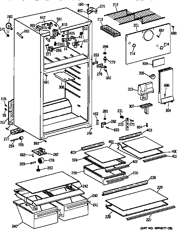 GE TBT16JAXPRAD cabinet diagram