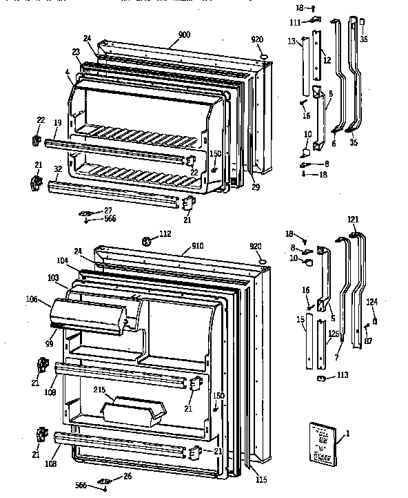 GE TBT16JAXPRWH doors diagram
