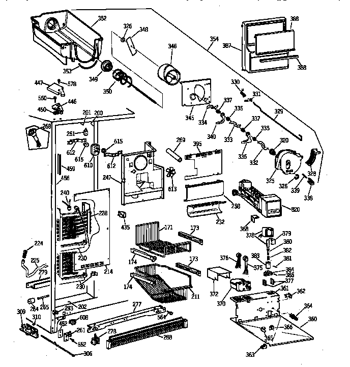 GE TPG21JRYDBB freezer section diagram