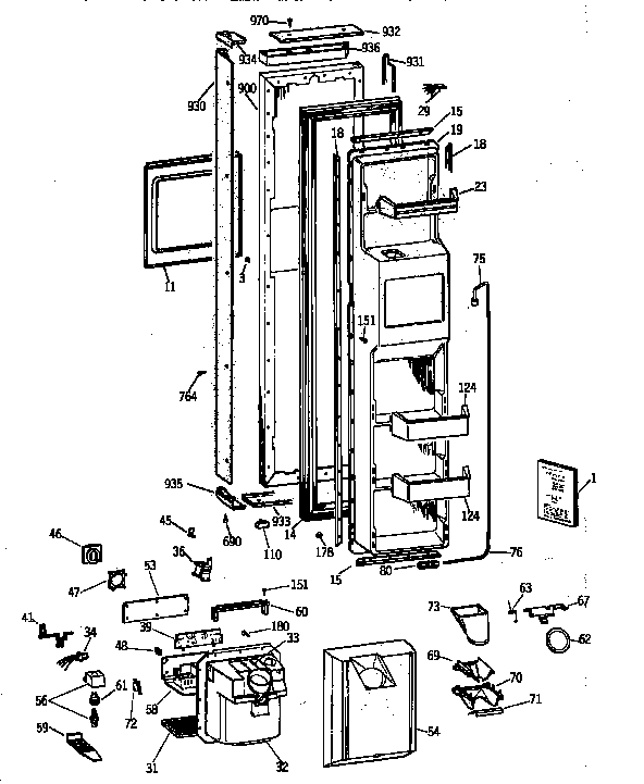 GE TPG21KRYDWW freezer door diagram