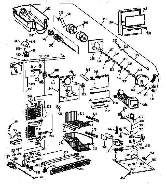 GE TPG21KRYDWW freezer section diagram