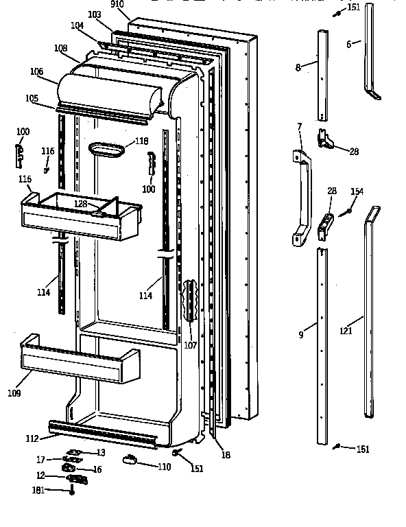 GE TFG22PRXDWW fresh food door diagram